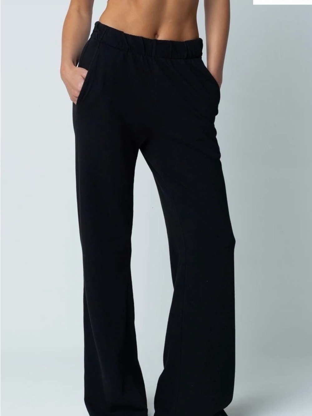 TALENTLESS Black Wide-Leg Track Pants with Elastic Waist - Picture 8 of 8